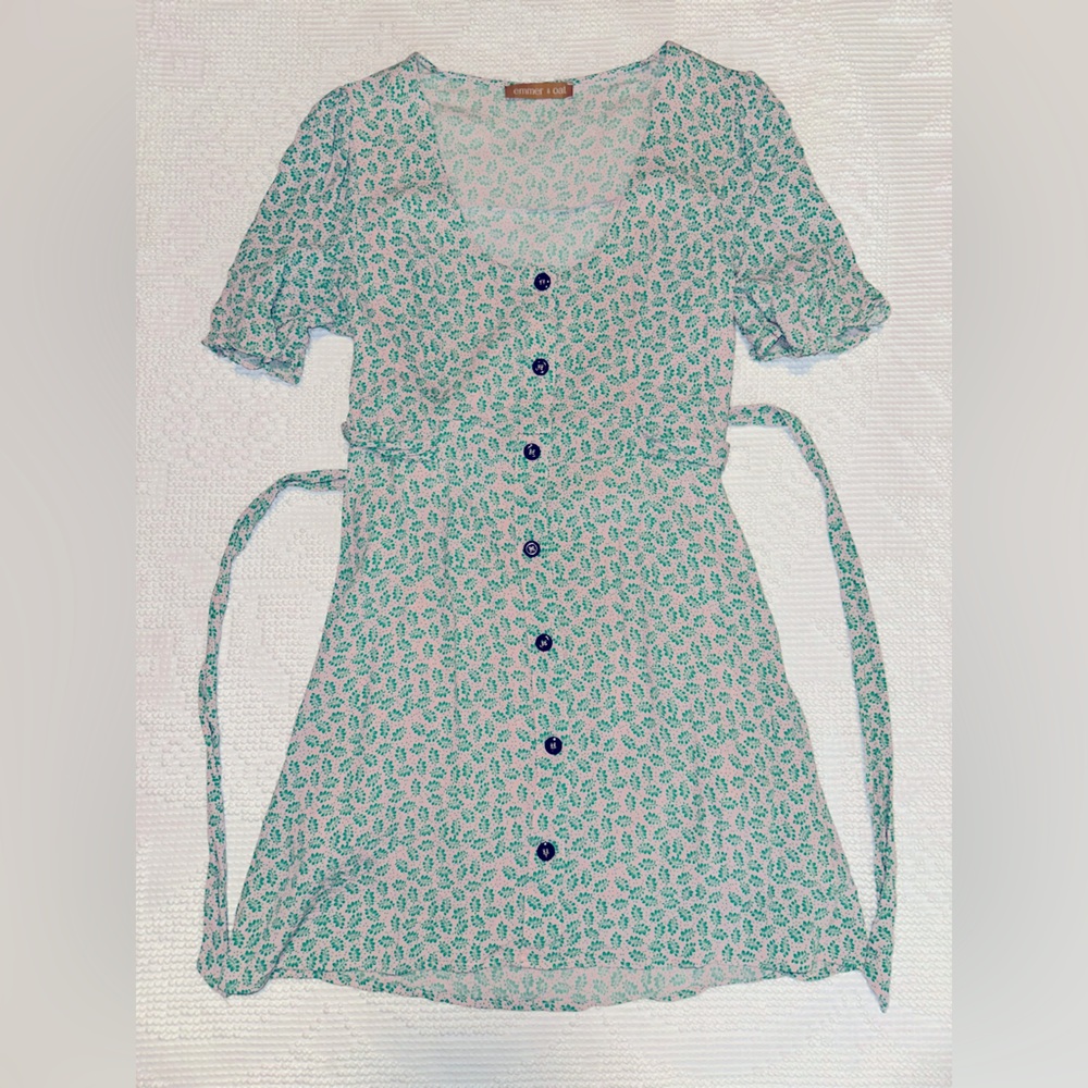 Pink & Green Vintage Inspired Dress Large